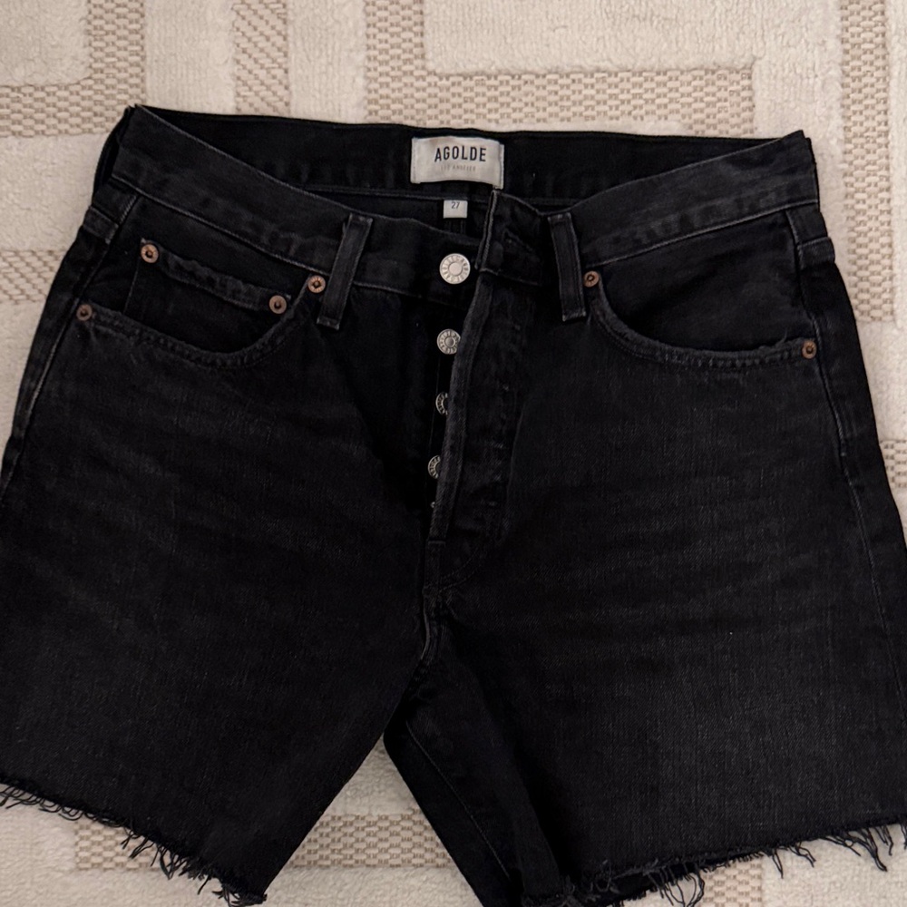 Agolde black parker long shorts